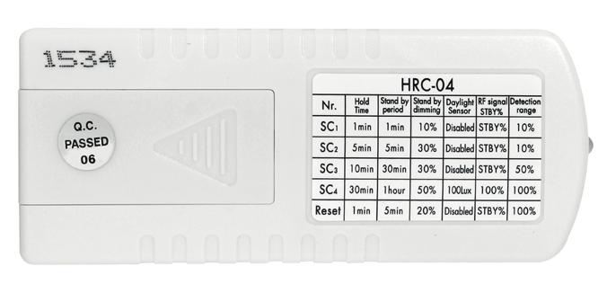 50 % SC4 30 min 1 timme 50 % 100 lux 100 % 100 % Reset 1 min 5 min 20 % Inaktiverad Standby % 100 % Obs! Det går alltid att ändra enskilda parametrar när ett scenario har valts.