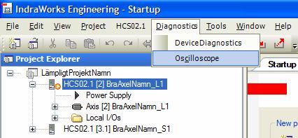 2 Handhavande av oscilloscopet i IndraWorks Engineering 1.