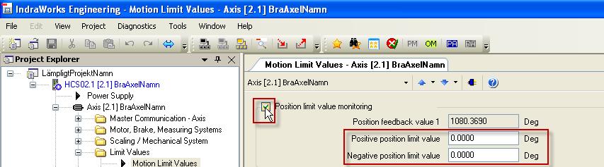 13. Markera Warning under Reaction when travel range exceeded Skillnaden mellan Warning och Error är att i
