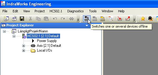 Ni är nu online på den IndraDrive ni valt 7.