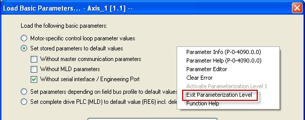 Högerklicka med musen någonstans innanför Load Basic Parameters rutan och välj Exit