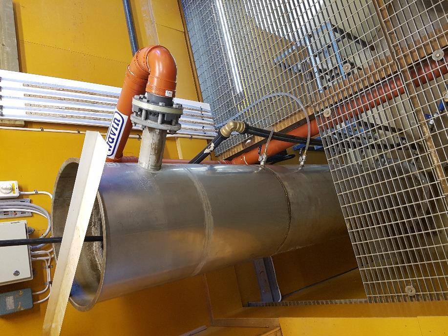 Cylindern fylldes med Filtralite HC 0,8-1,6 (partikeldensitet 1700kg/m 3 och 0,8-1,6mm i diameter)