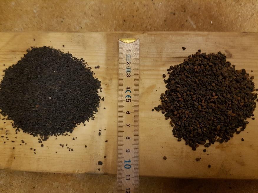 0,28m 3 ) och Filtralite NC 1,5-2,6 (partikeldensitet 1050kg/m 3 och 1,5-2,6mm i diameter) i