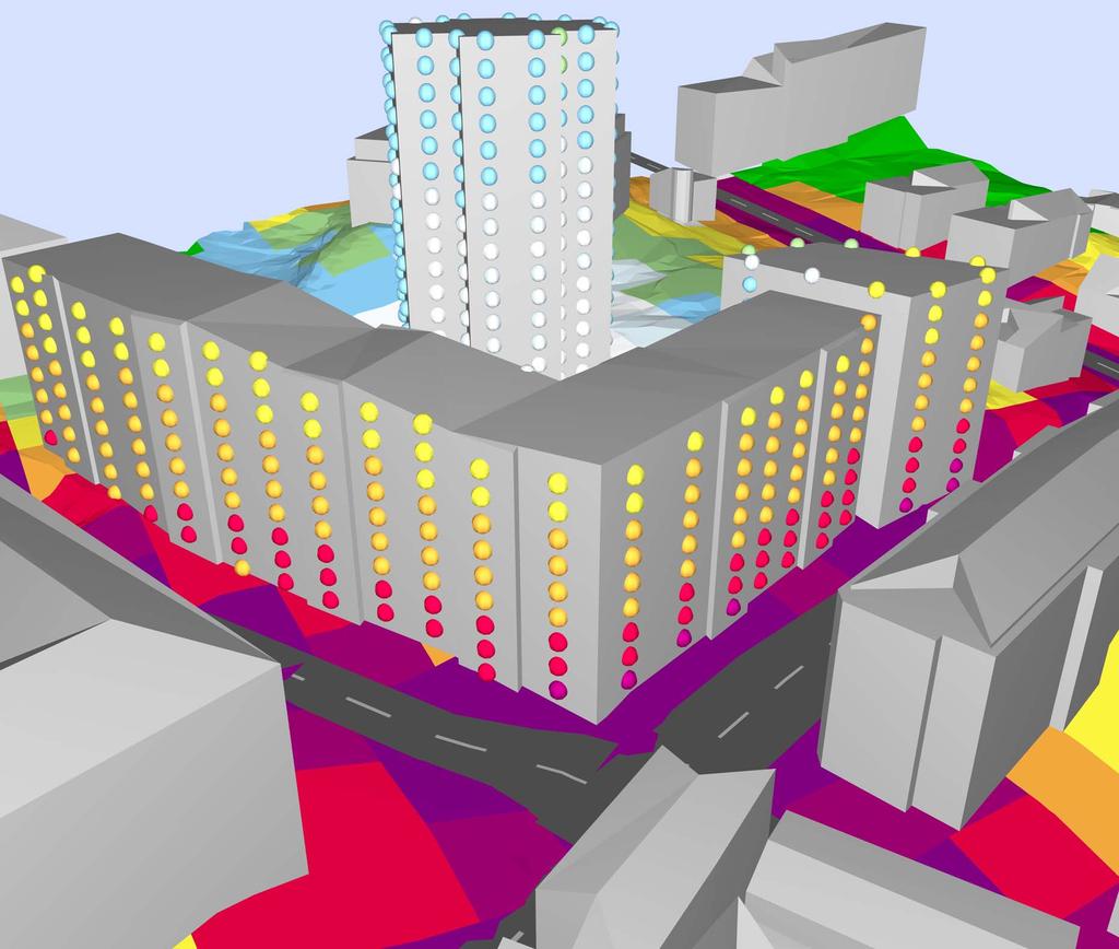 Sweco Environment AB Projektinfo: Detaljplan Karl Gustavsgatan Kund: Göteborg stad Beräkningsfall Bilaga 4 Maxnivåer 2 m ö mark Spridningskartan redovisas inkl reflexer, resultat i fasadpunkter