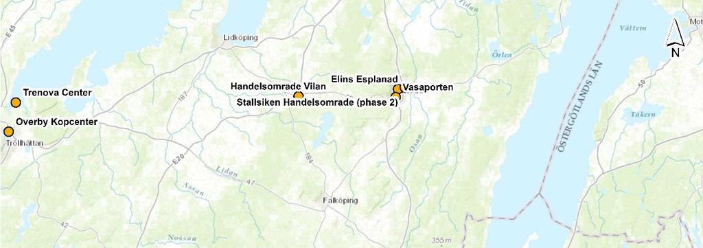 Figur 25 - Planerade handelsplatser i omlandet Källa: SSCD, ARCGis, bearbetat av HUI Research. 4.