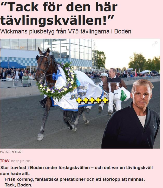 Info Bodentravet juni: Kära medlemmar! Jag vill börja med att rikta ett stort tack till alla som såg till att Midnattstravet med V75 och Norrbottens Stora Pris blev en hejdundrade succé!