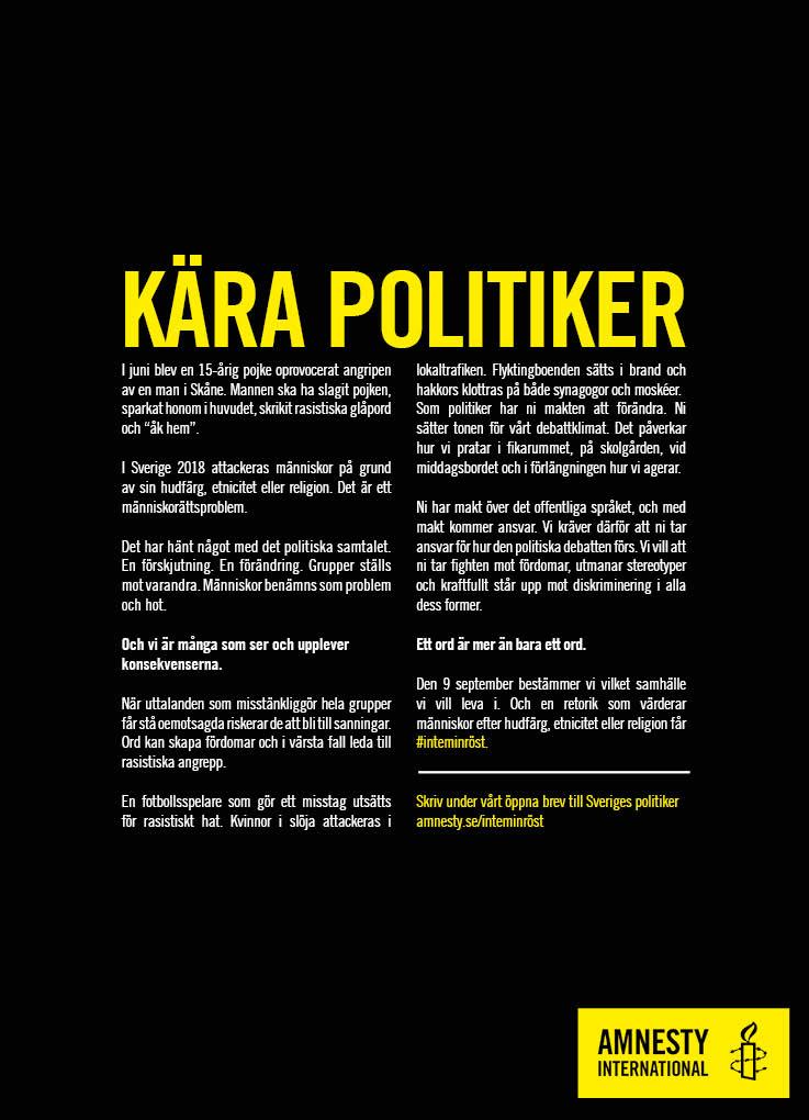 I FOKUS JUST NU SIDA 2 INSATS AUG 2018 KAMPANJER INFÖR VALET Det här numret av Insats handlar till stor del om hur vi kampanjar inför valet 9 september.