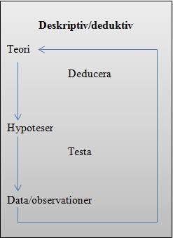 Den deskriptiva deduktionen fokuserar enligt Artsberg (2005) på att belysa olika processer och regler där teorin härleds till hypoteser som sedan