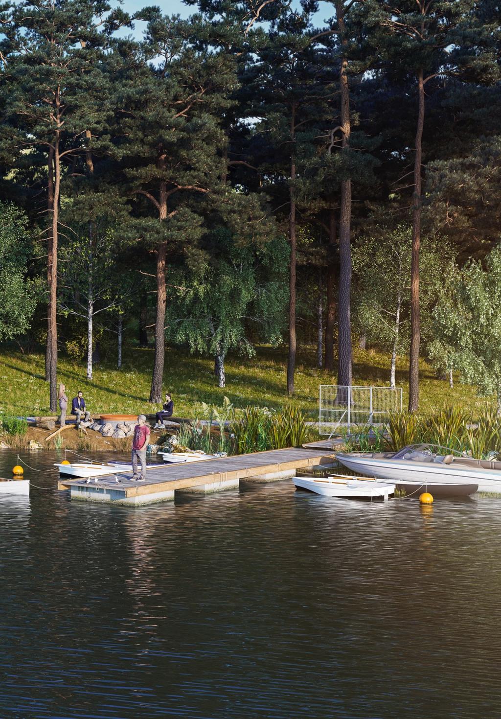 Egen båtplats i sjön Runn De nya radhusen ligger nära sjön Runn där det ingår en båtplats vid de två nya bryggorna.