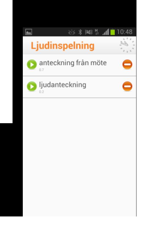 4. Vill du lyssna på dina inspelade ljud trycker du på knappen Lyssna.
