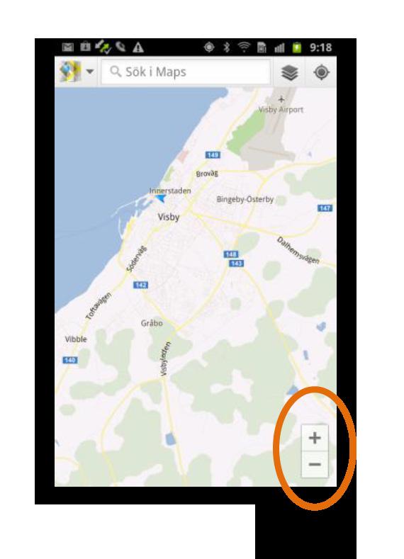 6.8.1 Navigering i funktionen Karta För att titta på en annan del av kartan kan du svepa med ditt finger över kartan.