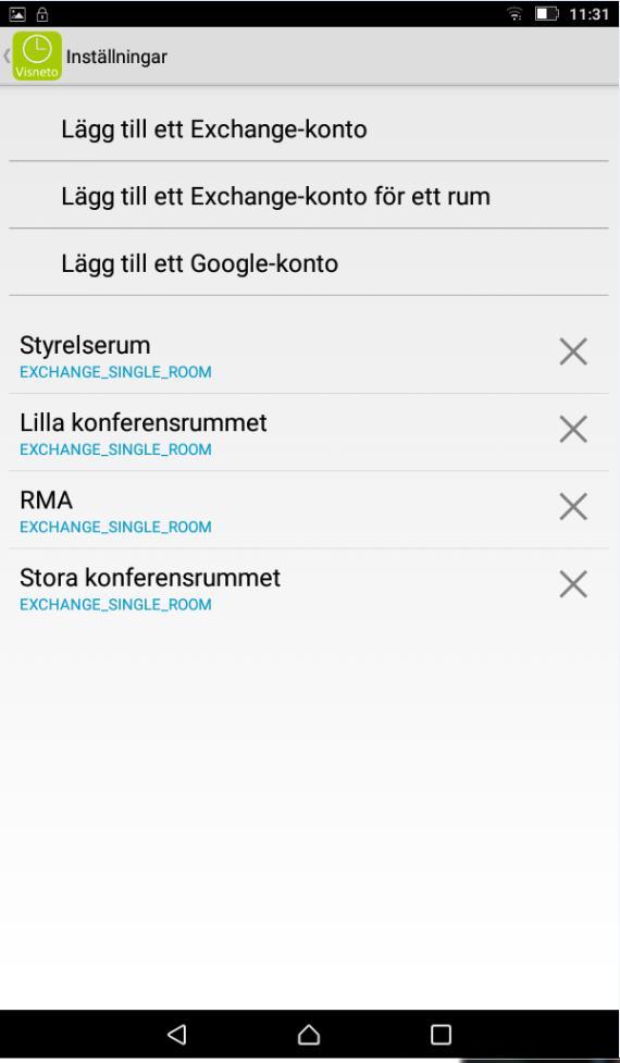 4. Lägg in konto, resurs, lösenord Namn, där Visneto skall hämta information ifrån. OBS kontrollera stavning mm. Tryck på spara.