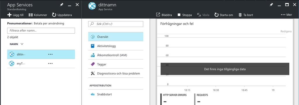 3. Skicka Github koden till Azure 1. 2. Öppna din webbapp genom att dubbelklicka.