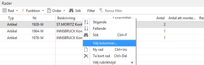 I fönstret som öppnas ställer du vilka fält som ska vara med i Enter-ordningen likadant som beskrivs i kapitel 13. 16.