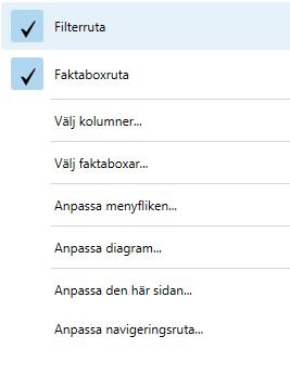 Mer om anpassa Anpassa finns i alla fönster under menyn-fliken Microsoft Dynamics NAV. Den ger dig möjlighet att göra förändringar gällande sidan, vissa fönster, menyer etc.