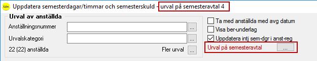 Utskrift Du har möjlighet att påverka hur utskriften ska se ut. Sortering kan ske på anställningsnummer, semesteravtal och här kan du få med delsummor per sida.