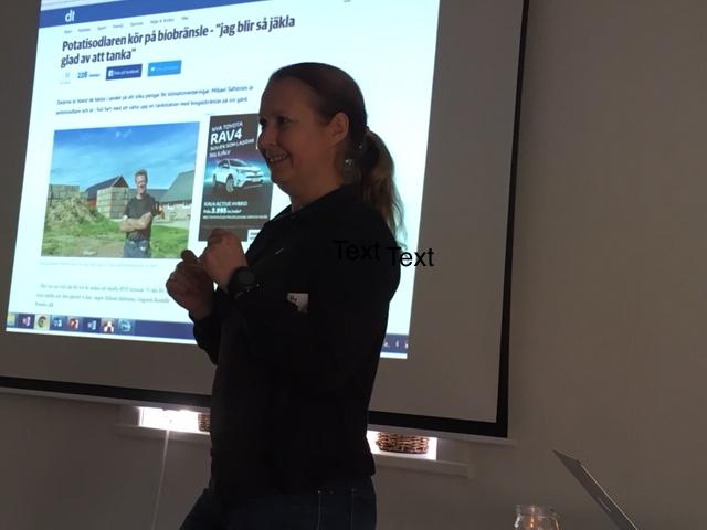 Minska de klimatpåverkande utsläppen! Charlotte Elander, Energifabriken Charlotte berättade om Energifabriken, ett företag som ägs och drivs av 3 lantbrukarfamiljer i Östergötland.