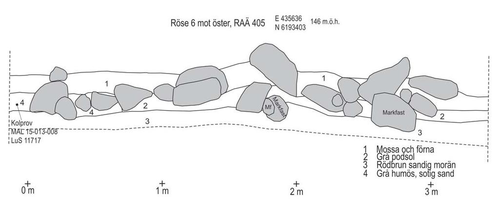 Fig. 18. Renritning av röjningsrösena 6 och 7 i skala 1:20. Man kan inte säga att egenåldern för ett träd är si eller så många år.