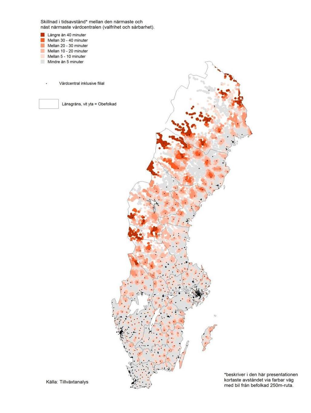 Skillnad i tidsavstånd mellan den