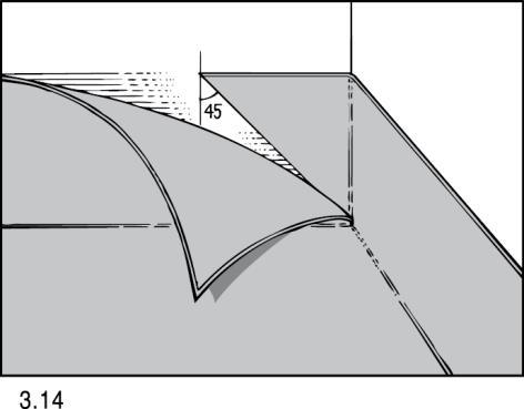 mm hög. 3.12 Använd hörnrulle eller annat lämpligt verktyg för vikning av mattan till en jämn radie mellan golv och vägg.