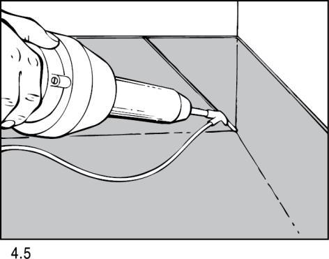 7 4.5 Efter trådsvetsning av inåt- och utåtgående hörn ska fogen i golvvinkeln tillsmältas. (använd lödkolv eller liknande verktyg). 5 KONTROLL 5.1 Arbetet avslutas med kontroll.