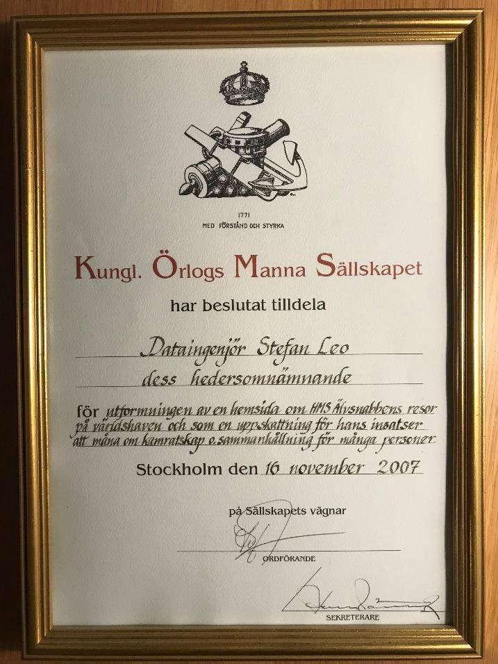 Kungliga Örlogsmannasällskapets dåvarande