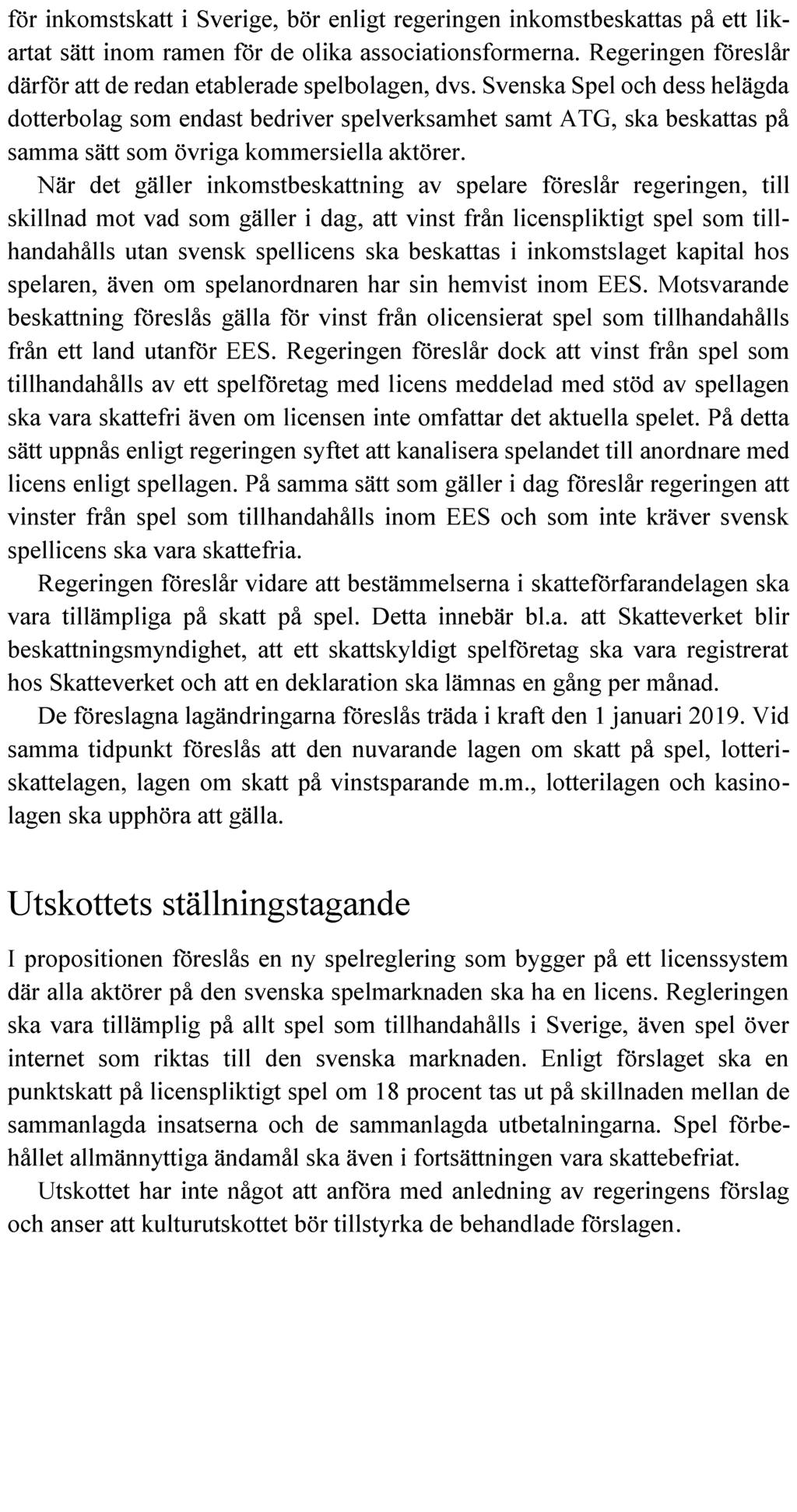 SKATTEUTSKOTTETS YTTRANDE