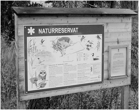 NATUR 50 Bild 9 Reservatsinformationsskylt vid Testeboåns delta (Källa: Gävle kommun) Delmål 2: Alla Gävles tätortsnära parker och naturområden ska år 2020 skötas och utvecklas på ett sådant sätt att