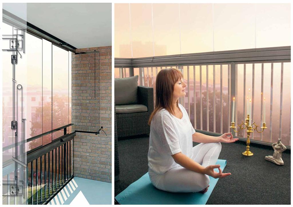 TBO Design System C Monteras på insidan av räcket. På bilden illustrerad med glas som endast monteras på insidan.