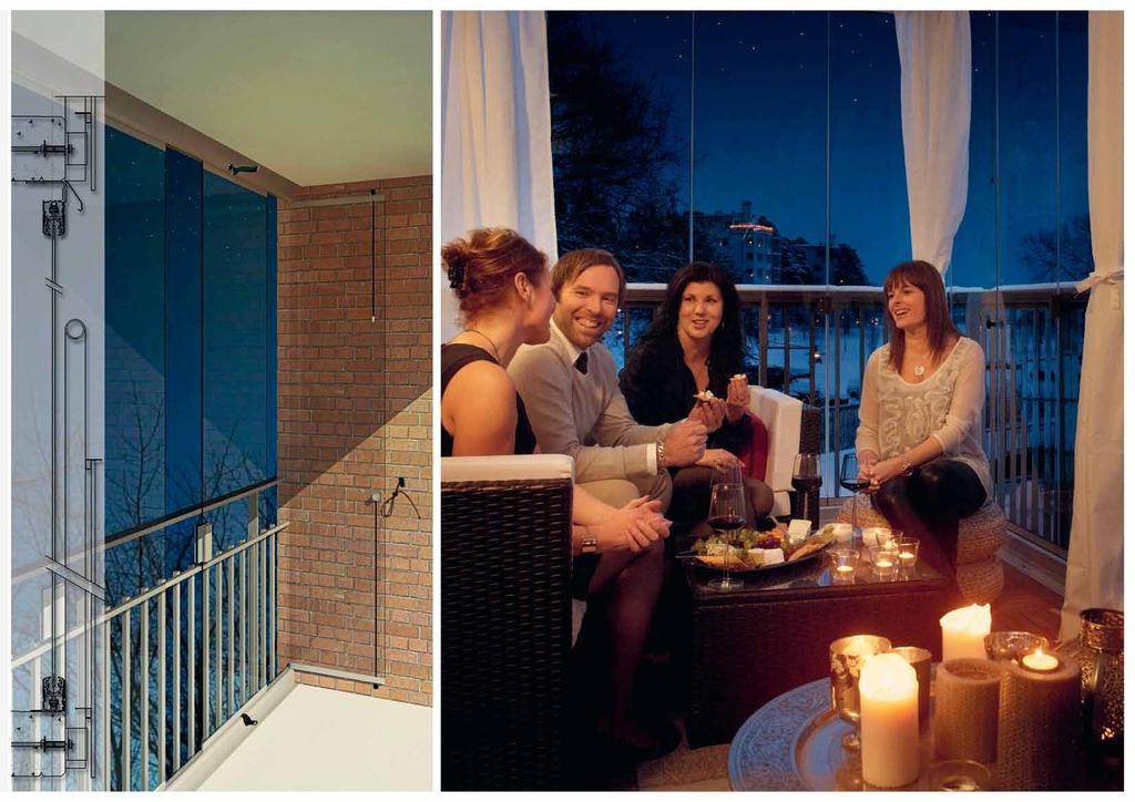 TBO Design System D En våningshög inglasning som står på själva balkongplattan