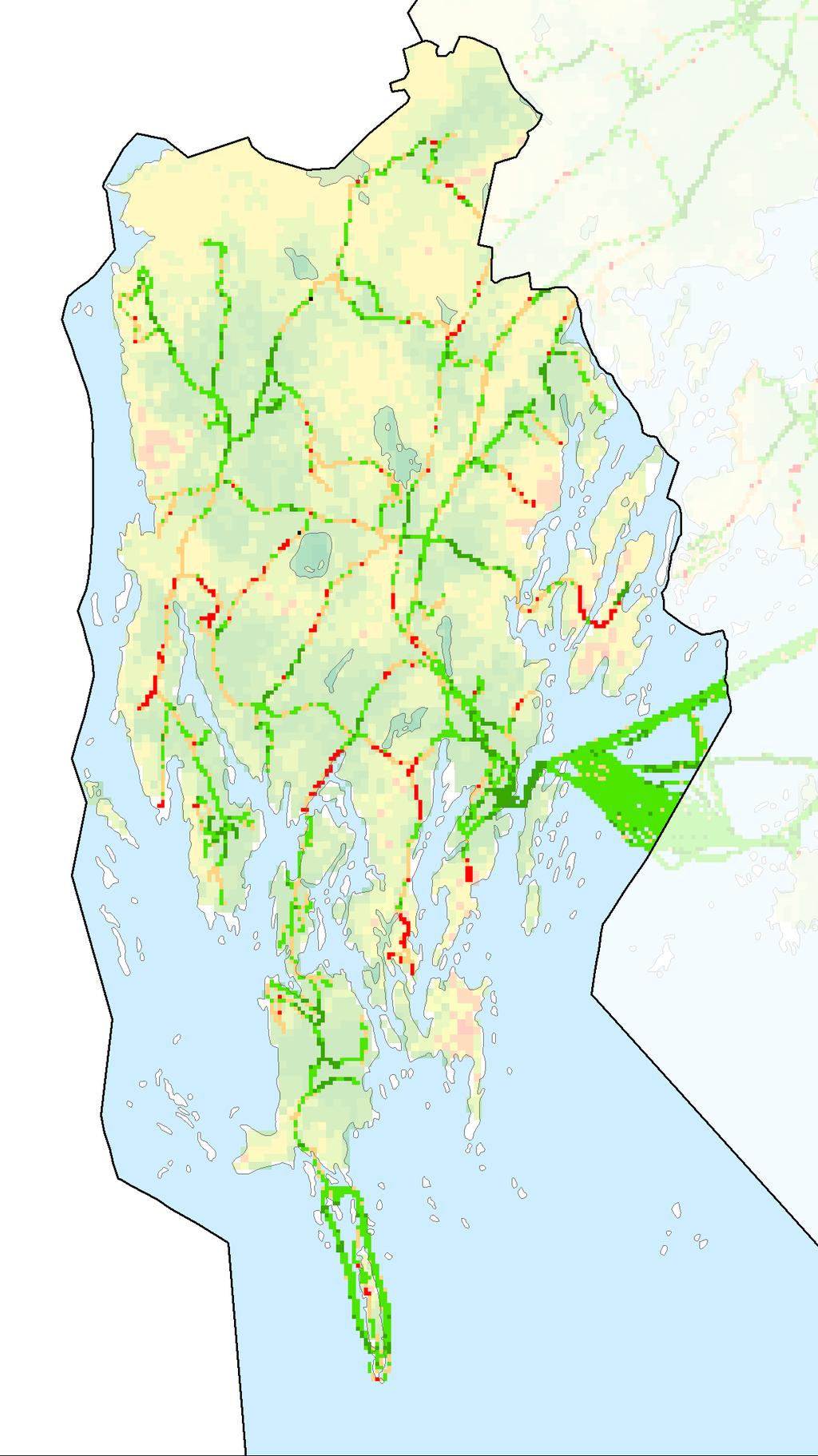 Bild: Mobiltäckningen i Nynäshamns kommun, 2017.
