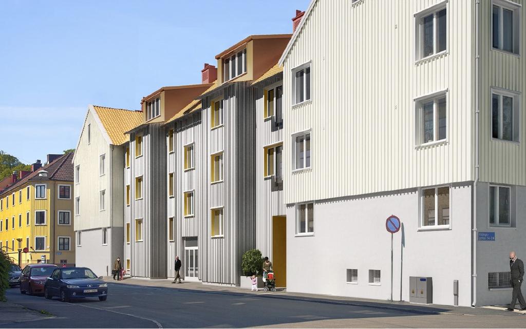 Tunnbindaregatan, Brämaregården På Tunnbindaregatan bygger 11 lägenheter i ett flerbostadshus i fyra plan mellan befintliga