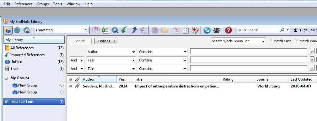 Importera referenser från olika databaser De flesta databaser har en direktexport, men inte alla t.ex. Cochrane Library.