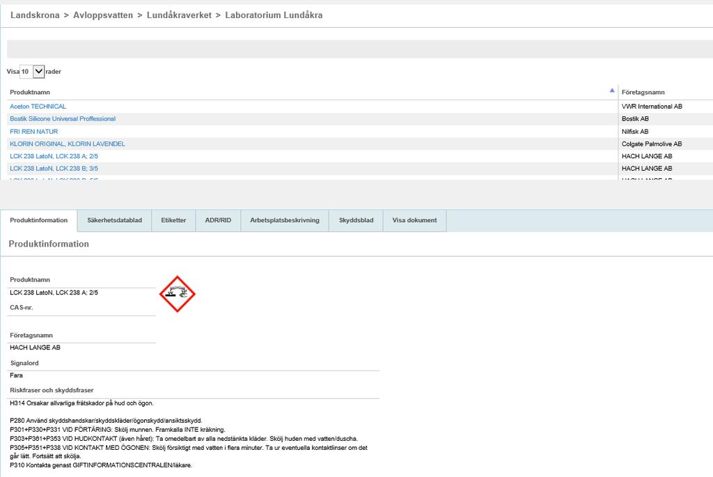 Produktvalsprincipen För registrering av kemikalier använder NSVA ett digitaliserat system EcoOnline. Systemet erbjuder alltid uppdaterade säkerhetsdatablad och skyddsblad.