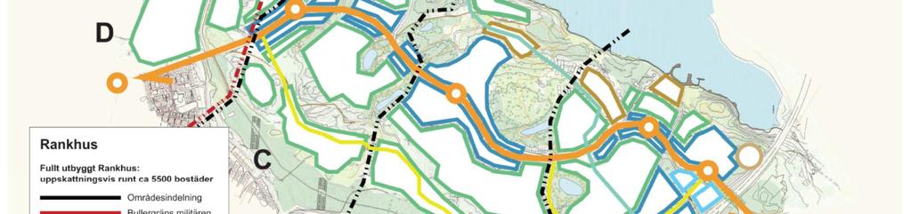Den bebyggelsen som kommer att ligga närmast och längs med