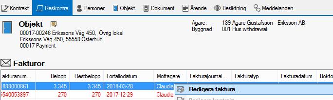 REDIGERA DIREKTFAKTURAN Om du i efterhand skulle behöva justera