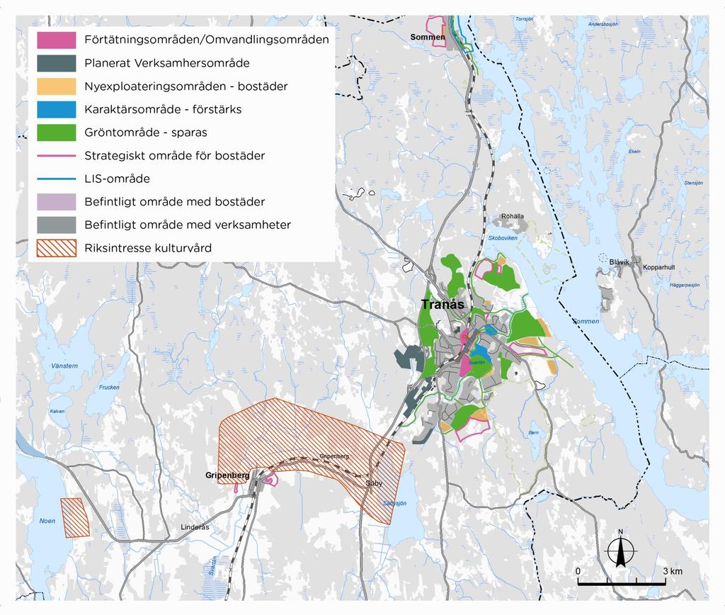 4.3 Planeringsförutsättningar 4.3.1 Kommunal planering Gällande översiktsplan för Tranås kommun blev antagen av kommunfullmäktige den 13 juni 2011, med en övergripande vision som innebär att: År 2030