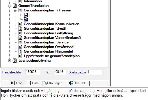 Under varje sökord i genomförandeplanen finns frastext som du bör använda dig av.