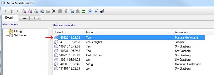 Läsa meddelande Dubbelklicka på det meddelandet du vill läsa.