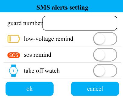 Om klockans batteri understiger 20% så skickas en avisering till bevakarens telefon och till appen.