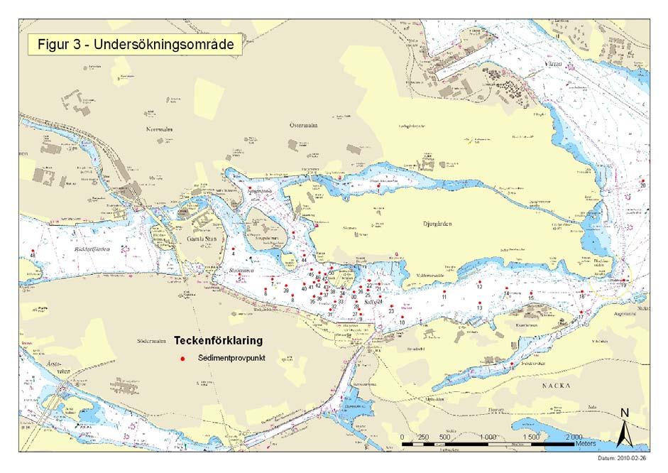 3 UTFÖRDA UNDERSÖKNINGAR 3.1 Sedimentprovtagning Sedimentprovtagning genomfördes på sammanlagt 49 stationer med R/V Sunbeam (19-2/1, 11/11) och R/V Perca (13/11 och 17/11) (Fig. 31).