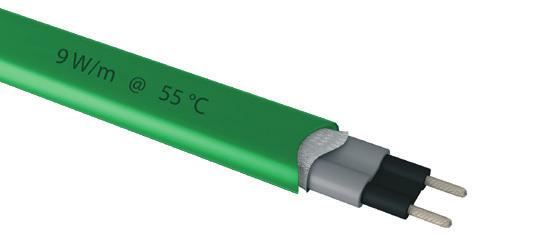 4. Produktutbud Frostskyddssystemet består av en självbegränsande värmekabel som installerats direkt på ett rör längs dess hela längd och som gör att varmvatten levereras omedelbart, även i fall där