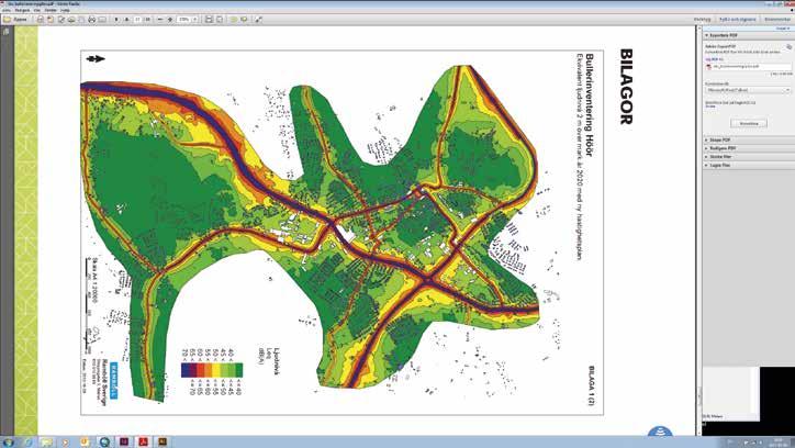 STÖRNINGAR OCH RISKER Figur H5.2.1. Maximal ljudnivå (trafikbuller) 2 m över mark år 2020 med ny hastighetsplan (Höörs bullersaneringsplan 2013). Figur H5.2.2. Ekvivalent ljudnivå (trafikbuller) 2 m över mark år 2020 med ny hastighetsplan (Höörs bullersaneringsplan 2013).
