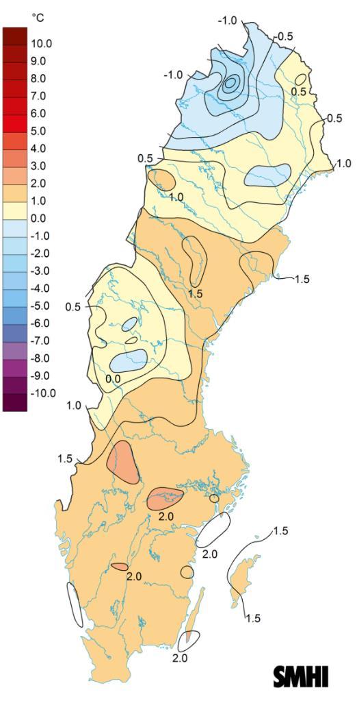 Sett till varje enskild månad under vintern var december och januari mildare än normalt, medan medeltemperaturen i februari och mars låg under det normala.