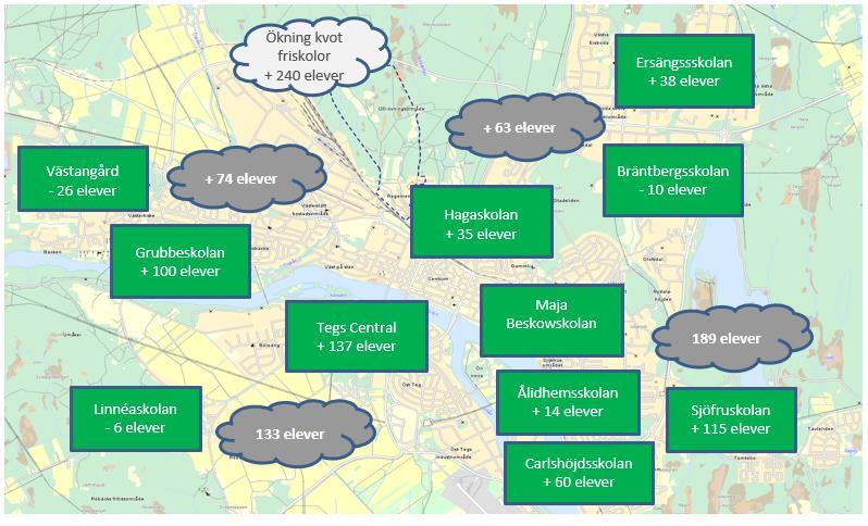 3 Elevprognos för högstadiet Kvotprognosen för antal elever i åk 7-9 visar på en sammanlagd ökning av elever på drygt 700 elever 2018-2029. Ökningen sker i hela Umeå tätort men i olika hög grad.