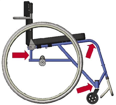 Placera en hand på det bortre hörnet av rullstolens chassi och den andra på ytan du flyttar ifrån. 4. Häv dig till rullstolen med försiktighet och god balans.