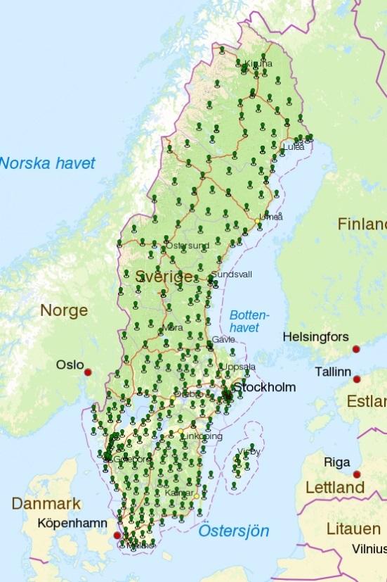 2.2.4 SWEPOS SWEPOS är ett nationellt stödsystem för GNSS-mätning. SWEPOS består främst av utspridda referensstationer som är utplacerade i ett triangelnät inom landets gränser.