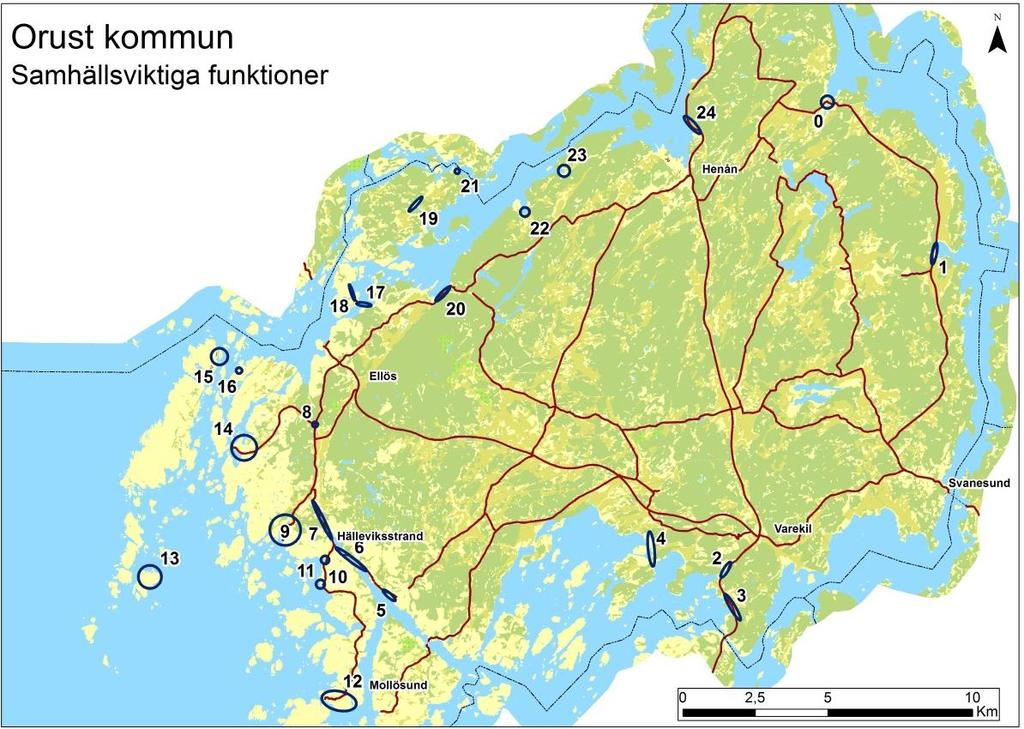 Steg 1b Kartering värden och samhällsviktiga funktioner Värden och samhällsviktiga funktioner har sammanfattats i Tabell 1.