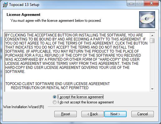 Topocad 13.0. Installationsfilen Topocad13.exe (alternativt Topocad13.