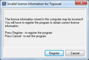 Att registrera Topocad När du startar Topocad första gången behöver du registrera programmet. Det finns två olika metoder för att registrera programmet, online eller manuell.